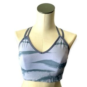 Zella bra Feeling Breezy Gray Zebra Strappy Sport Tank  Athletic Racerback Med